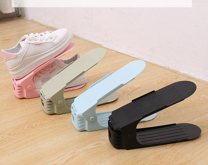 Shoe stacker plastic shoe rack organizer in black