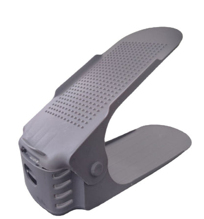 Shoe stacker plastic shoe rack organizer in grey