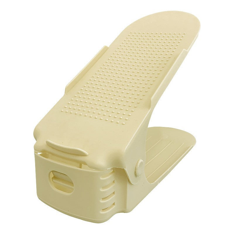 Shoe stacker plastic shoe rack organizer in light beige