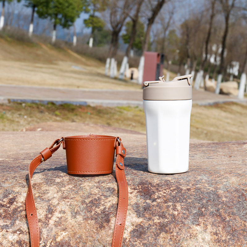 Crossbody cup holder for coffee cups and mugs