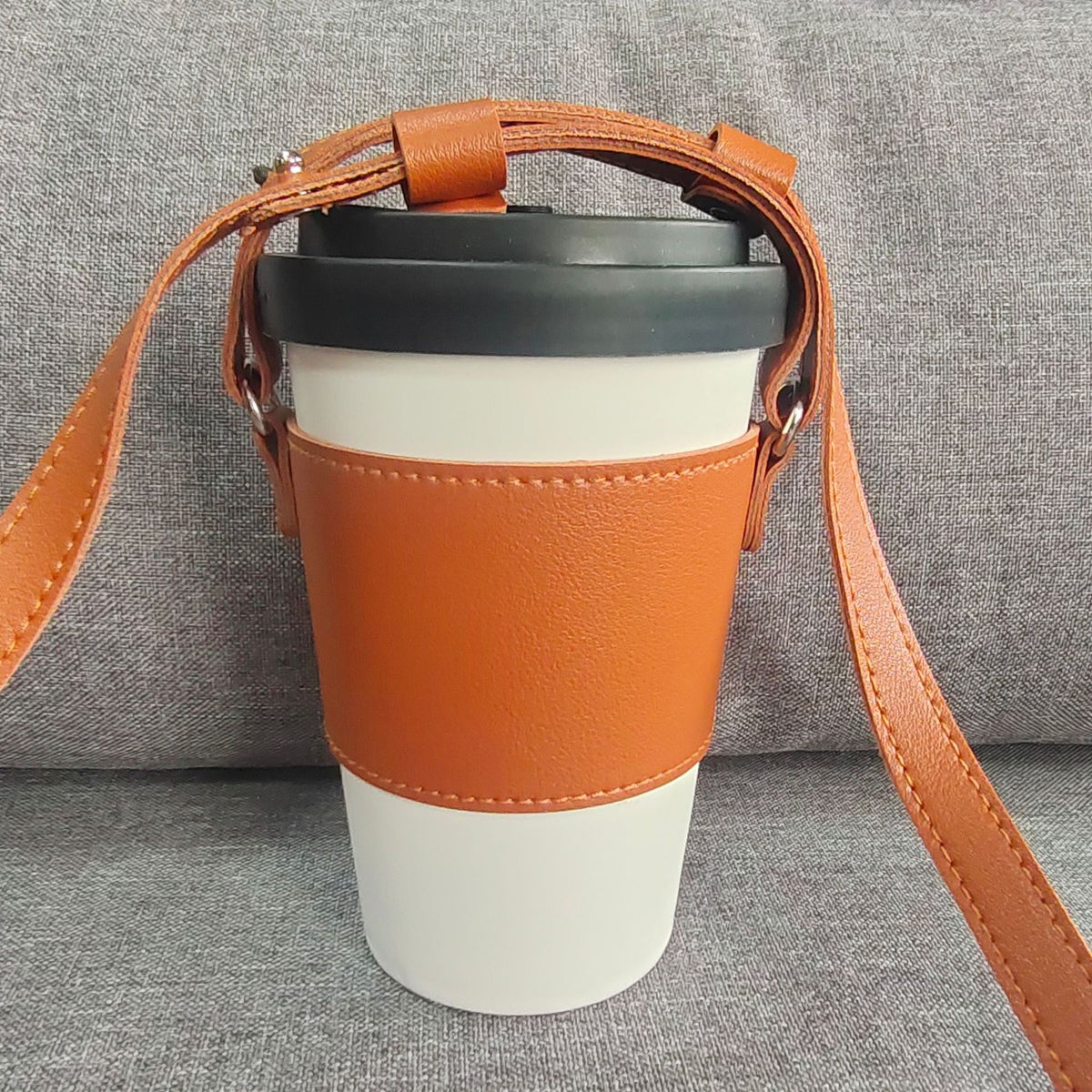 Portable cup carrier strap