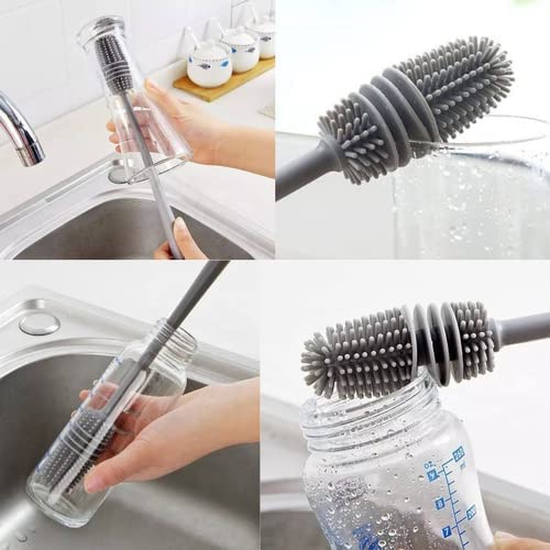 Quiet silicone bottle scrubber
