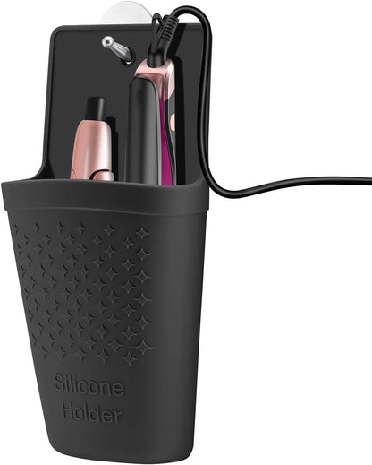 Silicone curling iron holder in black
