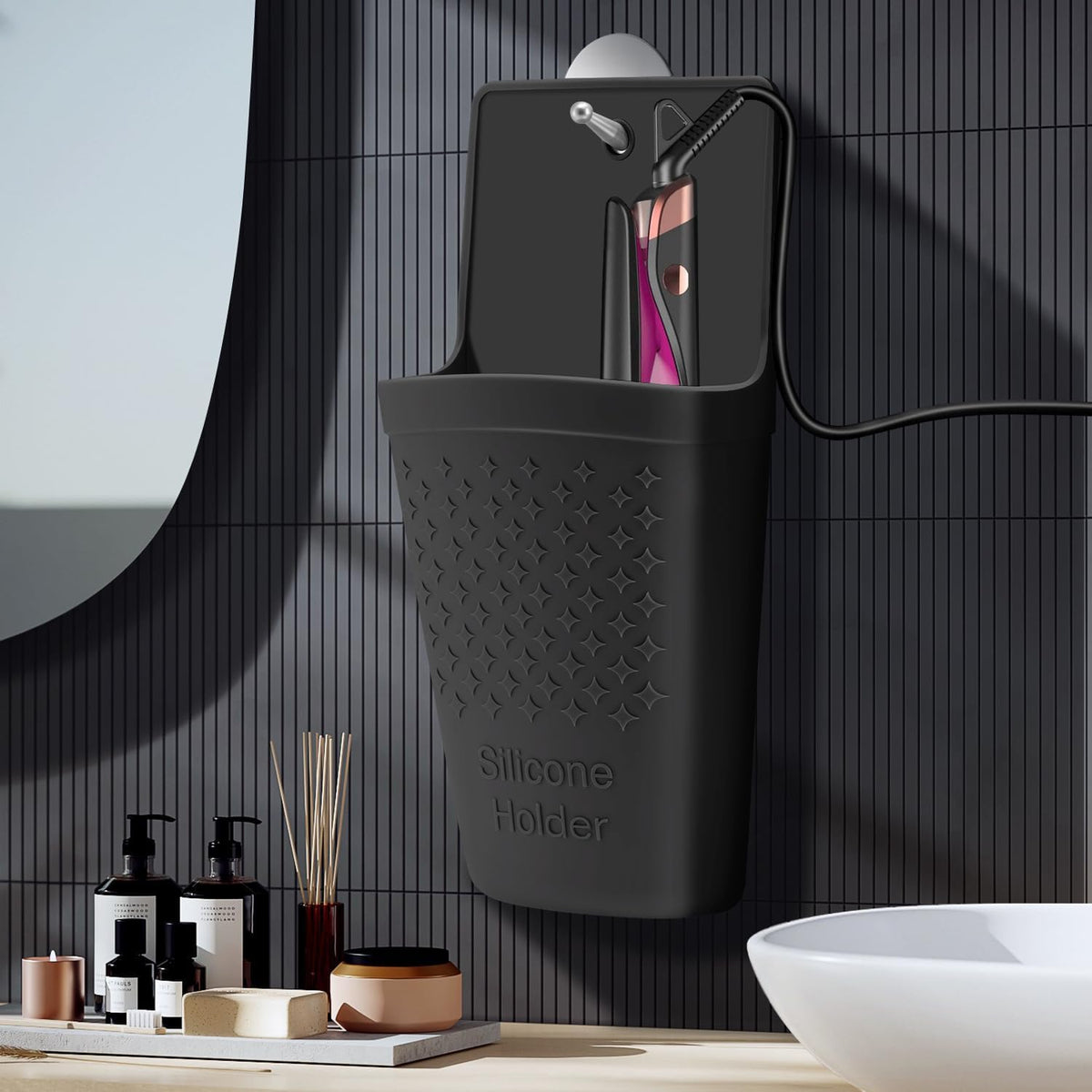 Heat-resistant holder for curling irons and straighteners