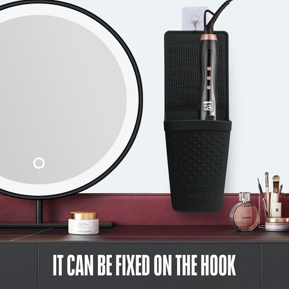 Hair tool holder that attaches to the counter or wall