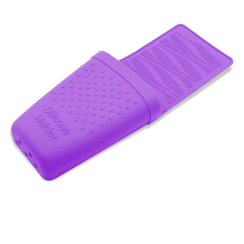 Silicone curling iron holder in purple