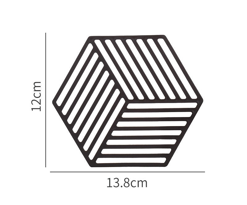 Silicone table mat and coaster, design 1 in black