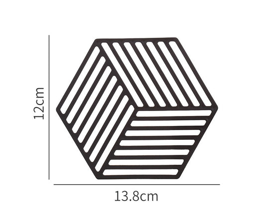 Silicone table mat and coaster, design 1 in black