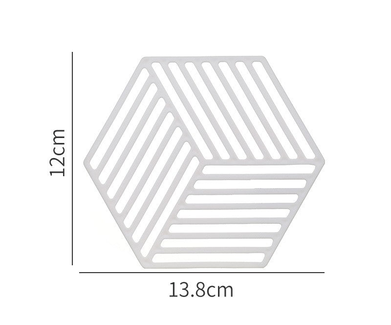 Silicone table mat and coaster, design 1 in white