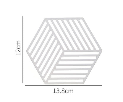 Silicone table mat and coaster, design 1 in white