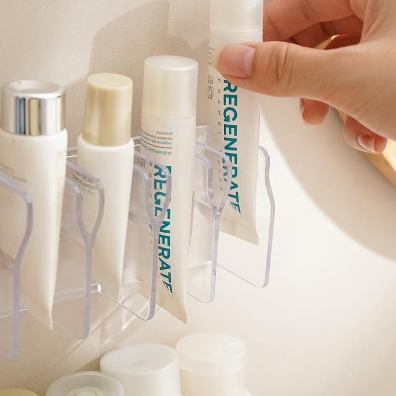 Skincare organizer shelf in transparent