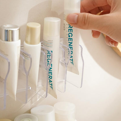 Skincare organizer shelf in transparent