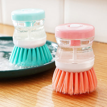 Dishwashing brush with built-in soap dispenser