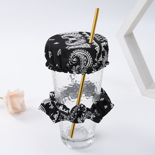 Spiking prevention drink cover in black with white