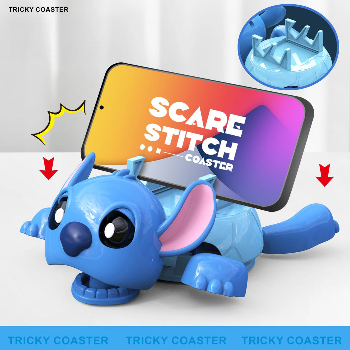 Blue Stitch coaster with phone holder