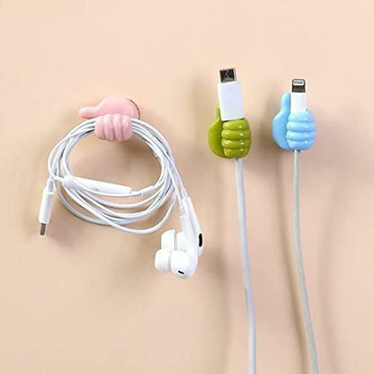 Self-adhesive silicone thumb hook for keys, cables and makeup brushes