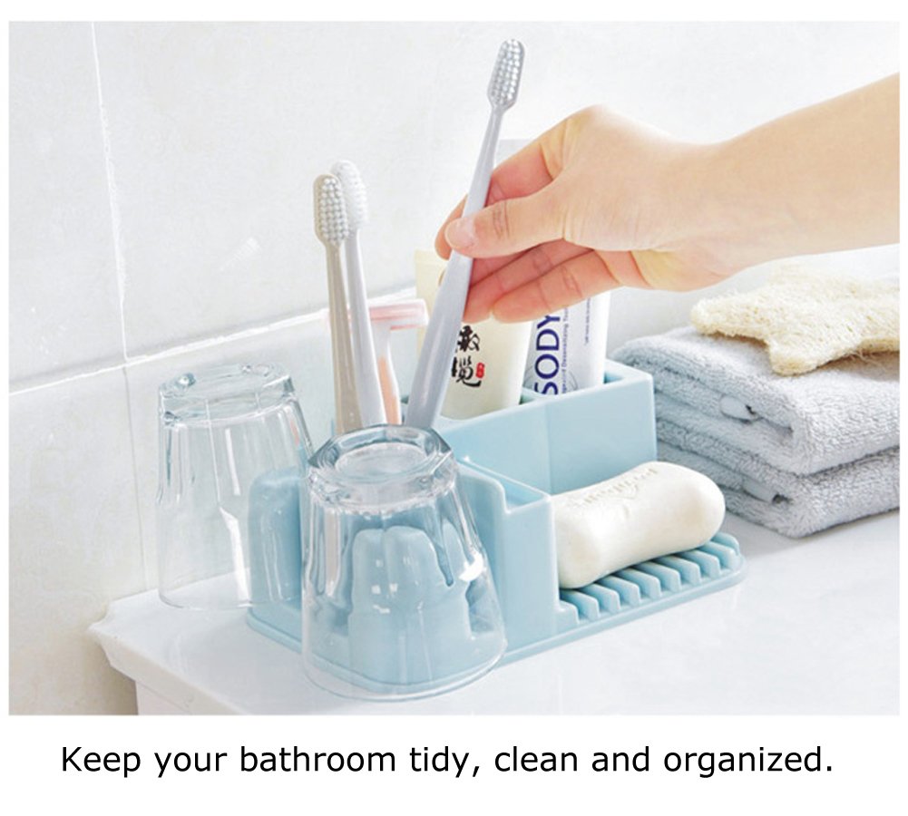 Toothbrush and toothpaste holder with soap dish