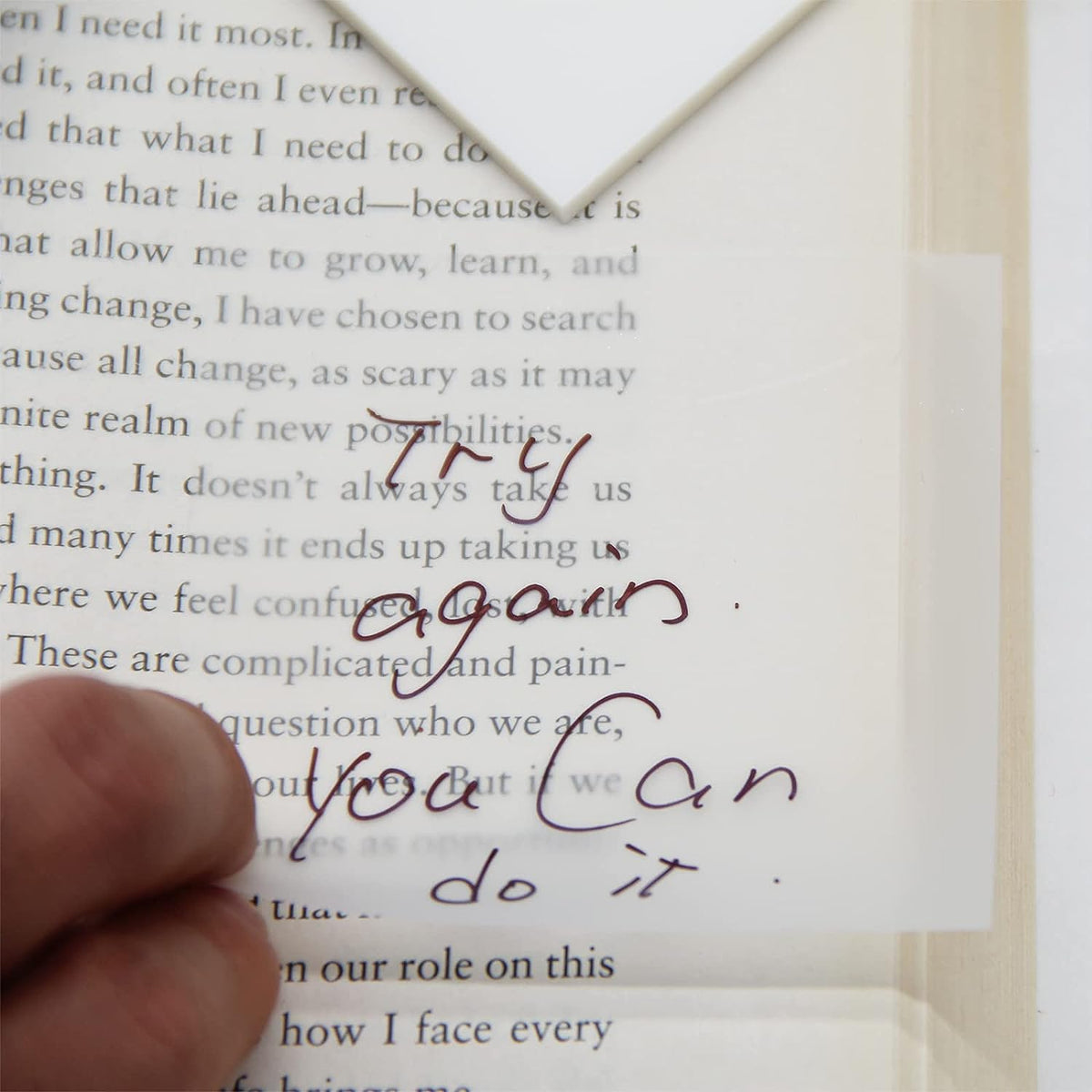 Transparent sticky notes for books and textbooks
