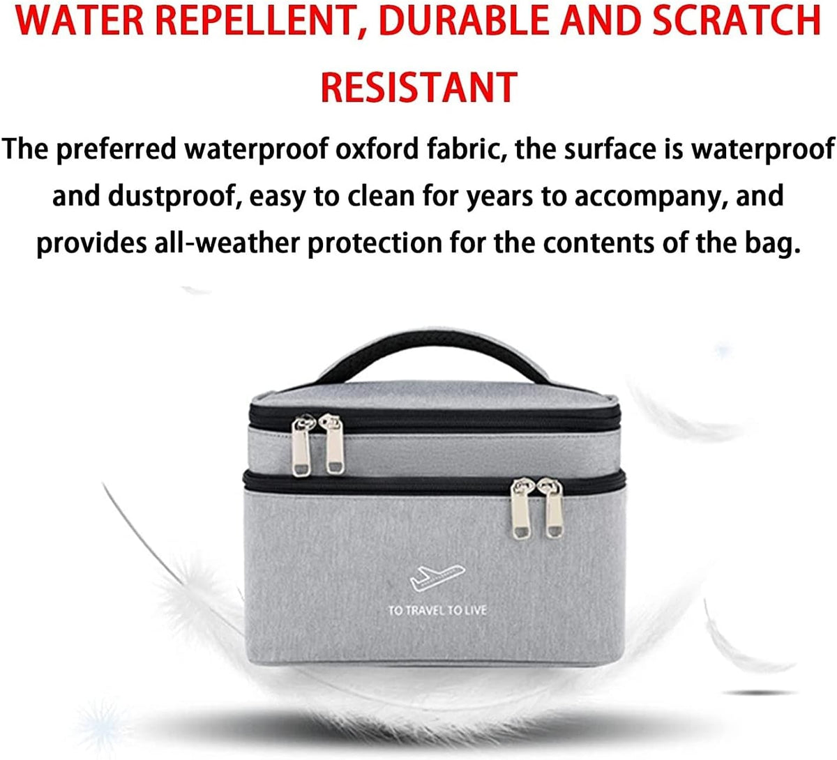 Double layer cosmetic bag interior