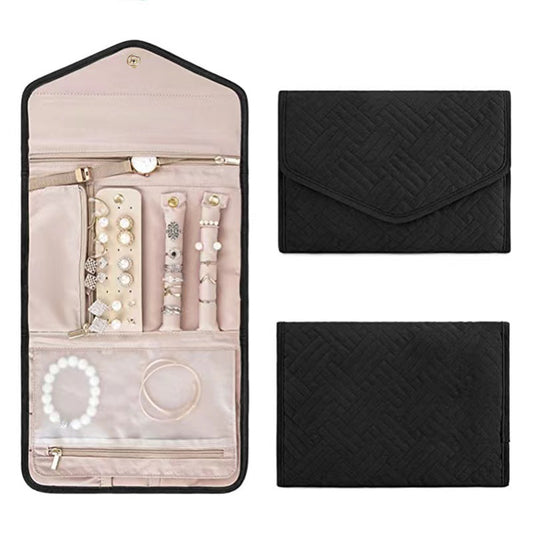 Travel jewelry organizer bag, large in black