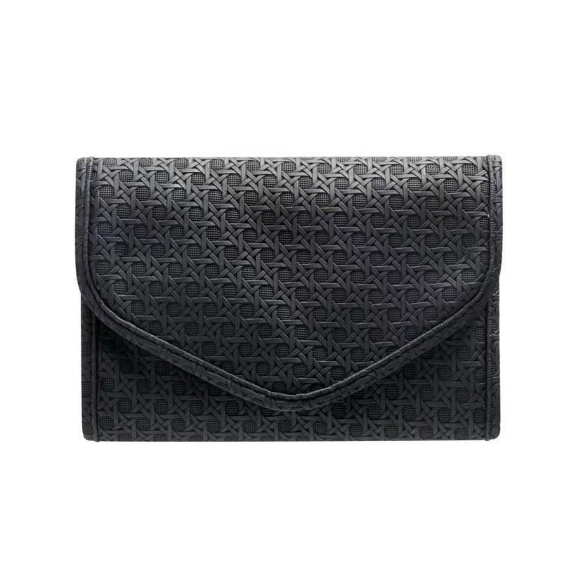 Travel jewelry organizer bag, large leather in black