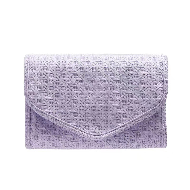 Travel jewelry organizer bag, large leather in purple