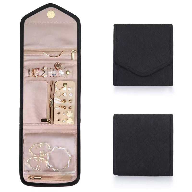 Travel jewelry organizer bag, medium in black