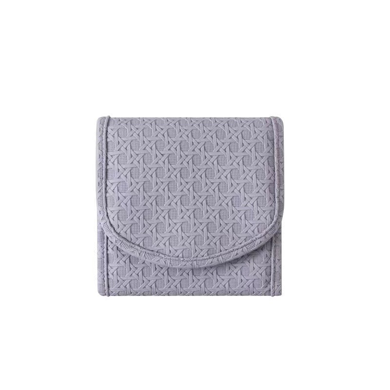 Travel jewelry organizer bag, medium leather in purple