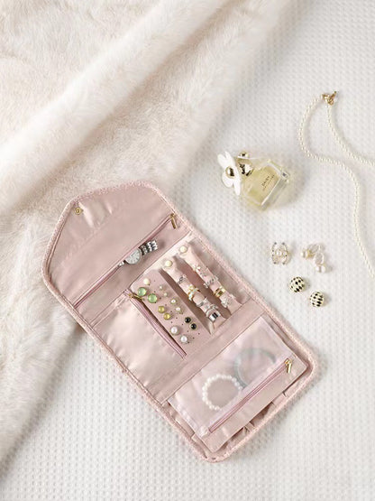 Travel jewelry organizer for necklaces, earrings and rings