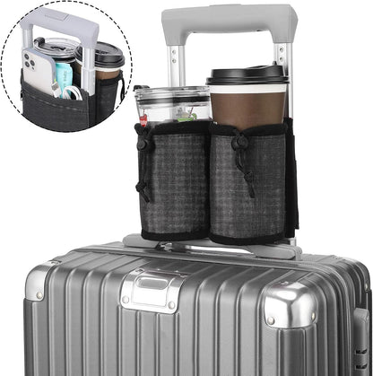 Travel luggage cup holder bag with 3 dividers