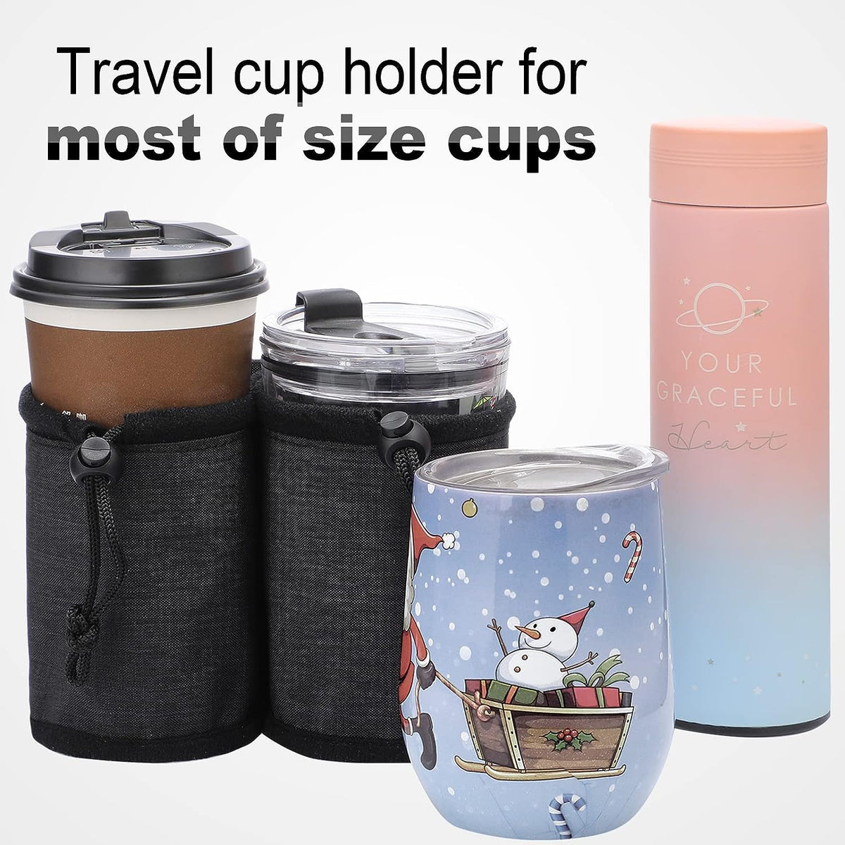 Hands-free luggage cup holder for airports