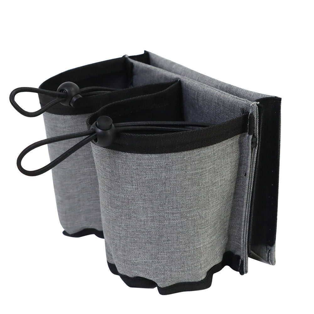 Travel luggage cup holder in grey