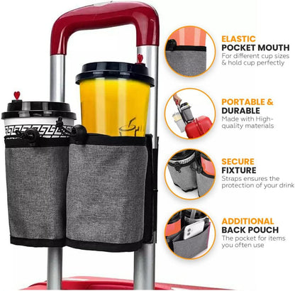 Suitcase cup holder bag for drinks and small items