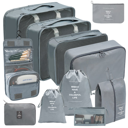 Travel packing organizer, 11 pieces in grey