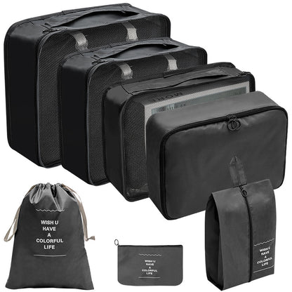 Travel packing organizer, 7 pieces in black