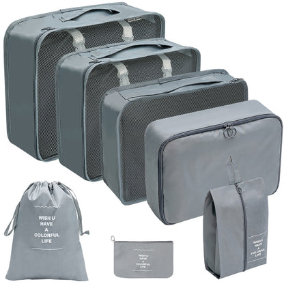 Travel packing organizer, 7 pieces in grey