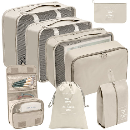 Travel packing organizer, 8 pieces in beige
