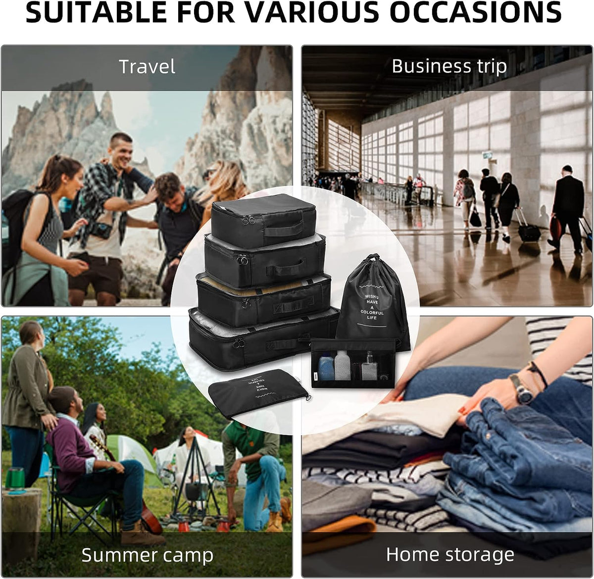 Packing cubes for tightly rolled clothes
