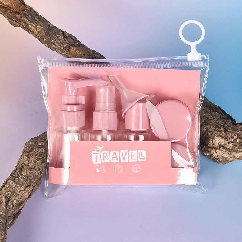 Travel refillable bottles set in pink