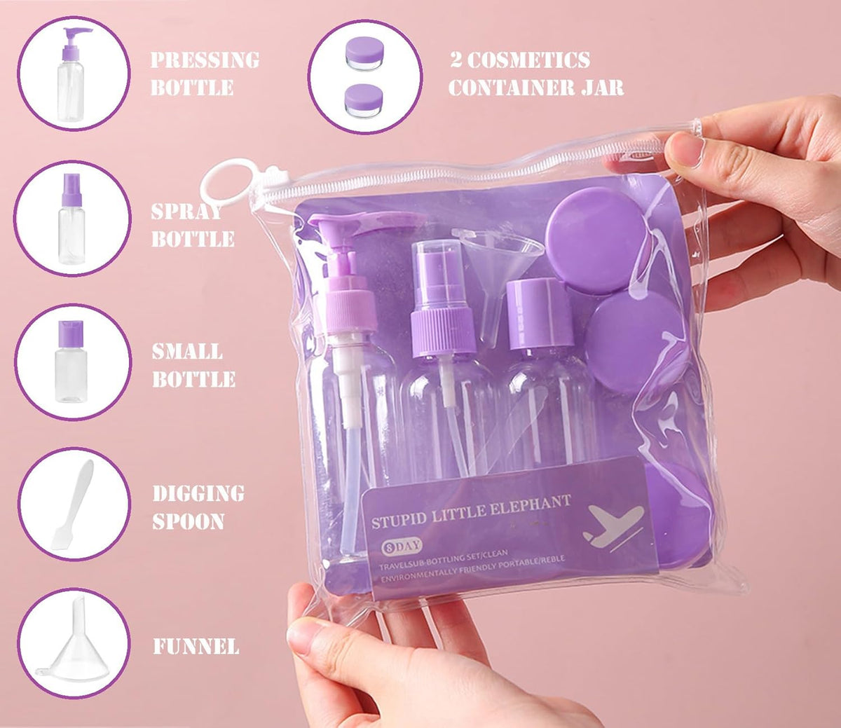 Refillable pump bottle from the travel toiletry bottle set