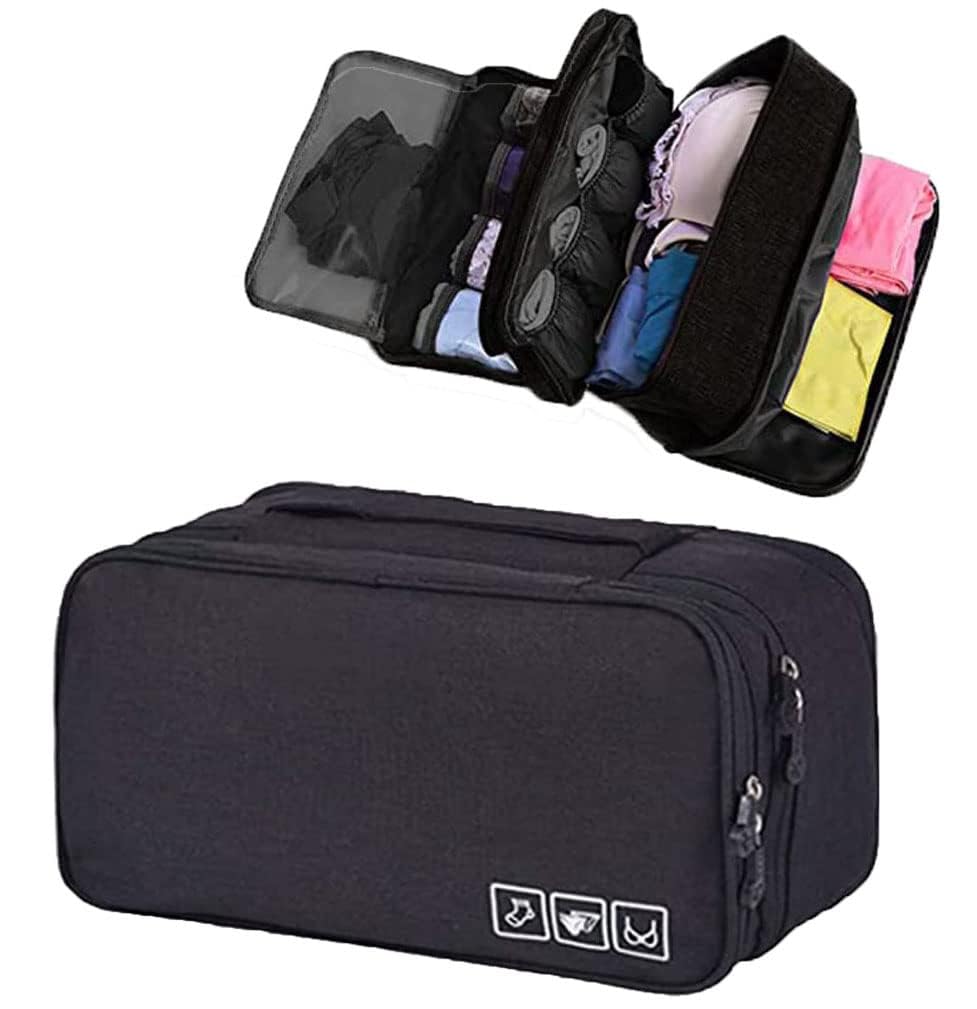 Travel underwear organizing bag in black