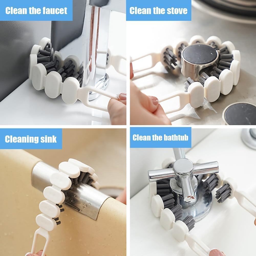 U-shaped cleaning brush for tight and curved spaces