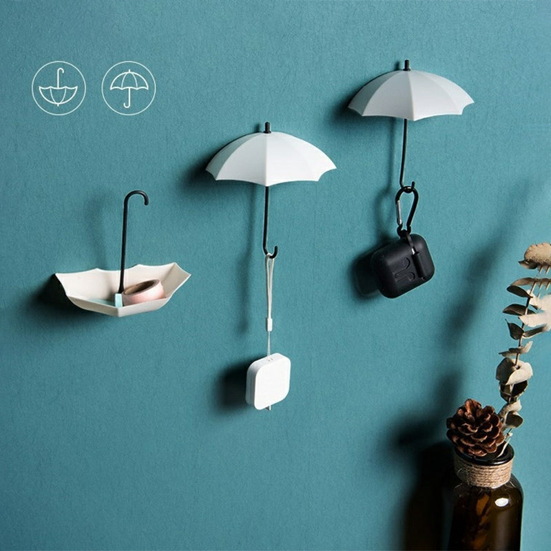 Decorative umbrella hooks for bathroom and kitchen walls