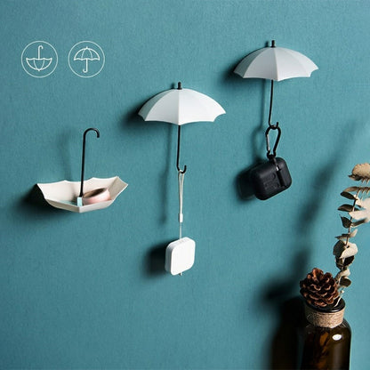 Decorative umbrella hooks for bathroom and kitchen walls