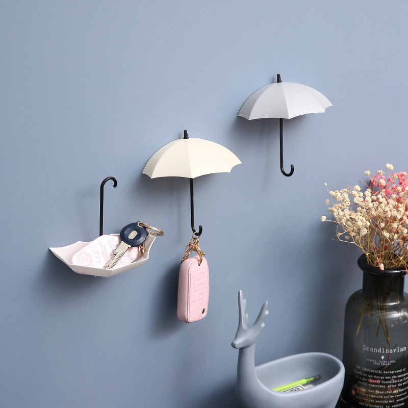 Umbrella adhesive hooks in grey, white and light ivory