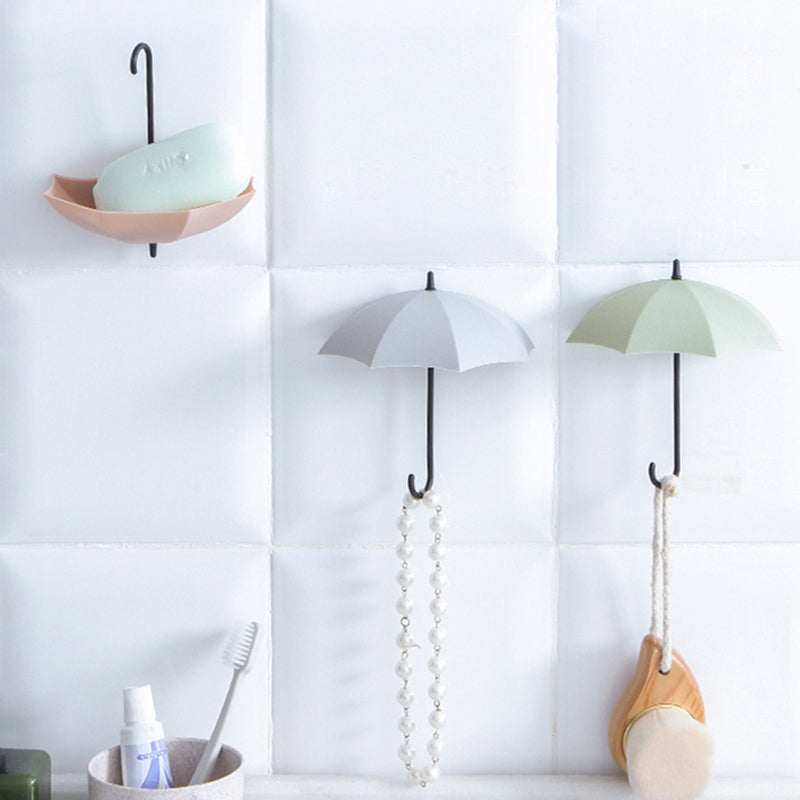 Umbrella adhesive hooks in light pink, light blue and light green