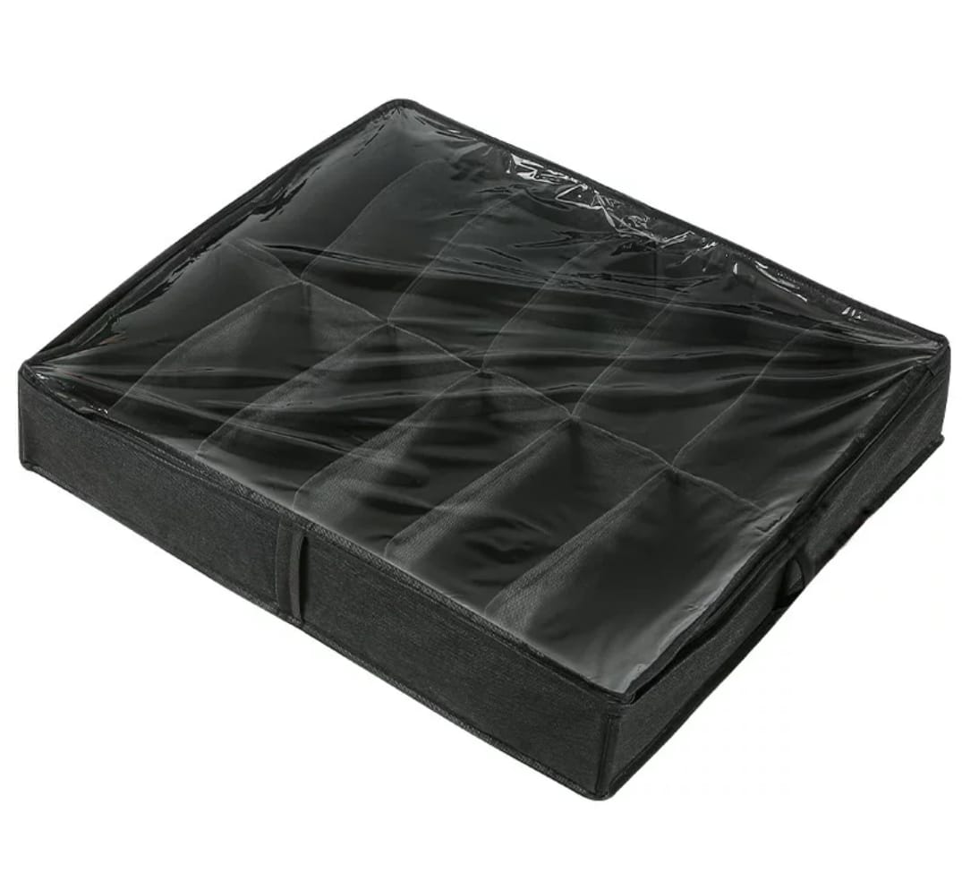 Under bed shoe storage organizer in black