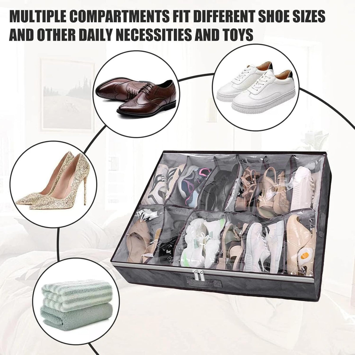 Breathable shoe storage organizer