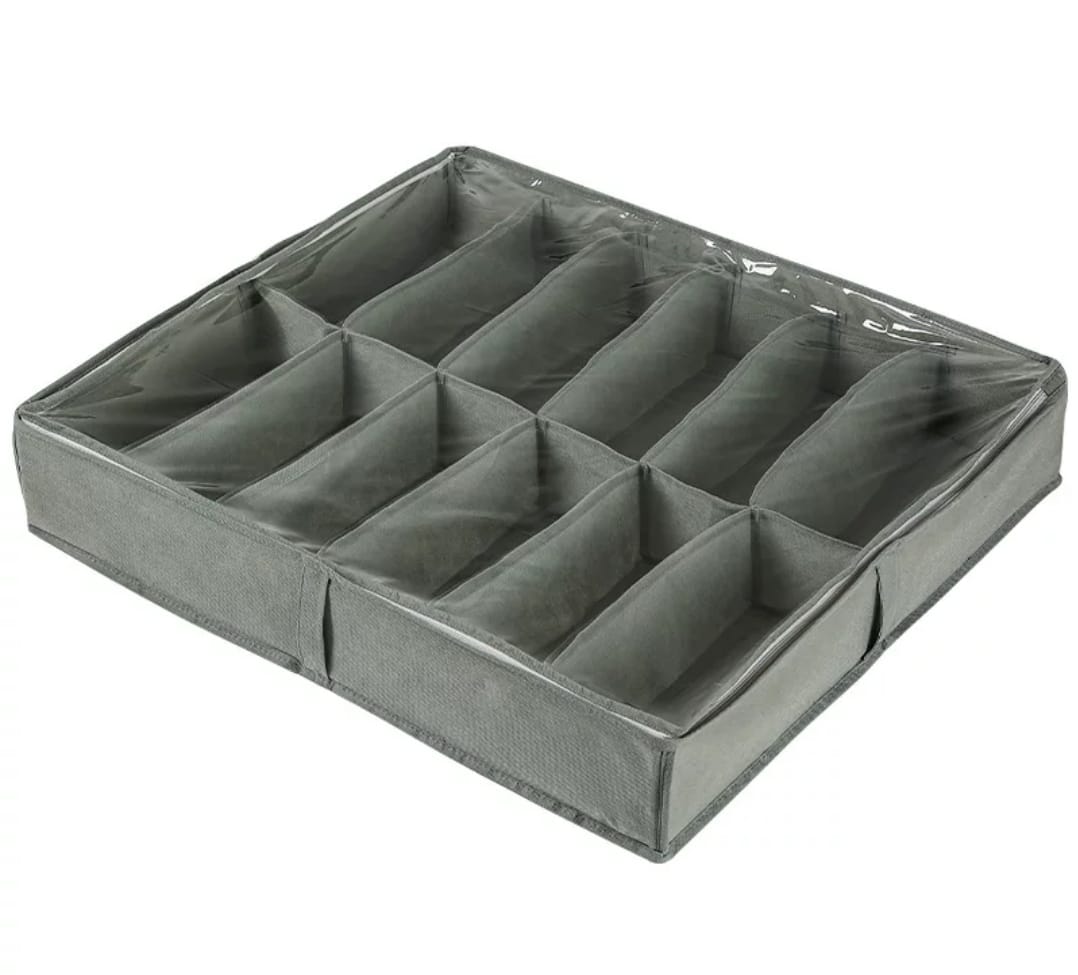 Under bed shoe storage organizer in grey