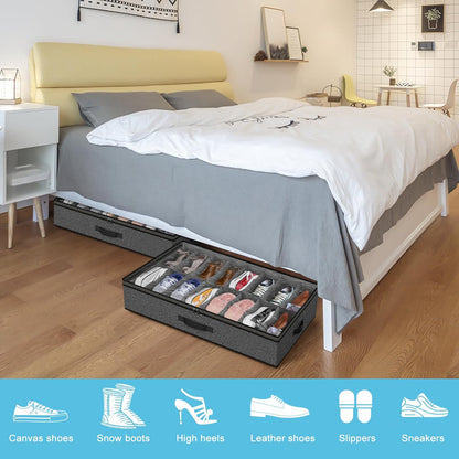 Shoe storage organizer with handles